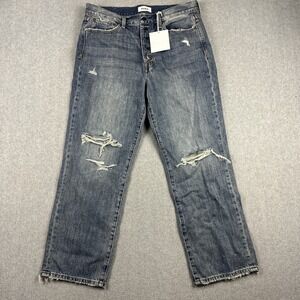 Pistola Jeans Women 30 Blue High Rise Straight Charlie Distressed Button Fly NWT